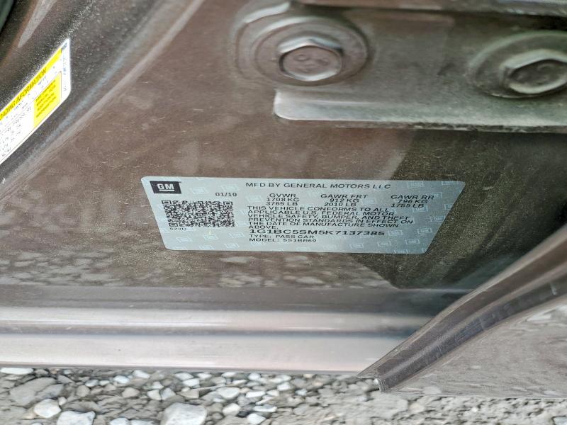2019 Chevrolet Cruze მანქანა იყიდება აუქციონზე, vin: 1G1BC5SM5K7137385, აუქციონის ნომერი: 54619026