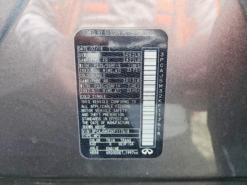 2019 Infiniti Qx50 მანქანა იყიდება აუქციონზე, vin: 3PCAJ5M32KF117618, აუქციონის ნომერი: 53833796