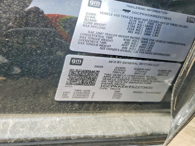 2025 Chevrolet Silverado მანქანა იყიდება აუქციონზე, vin: 1GCPKKEK9SZ273631, აუქციონის ნომერი: 53796156