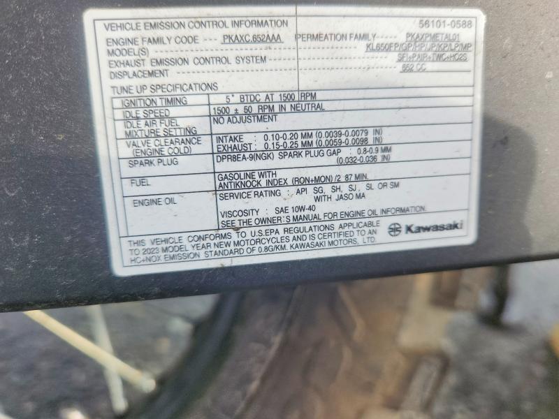 2023 Kawasaki Kl650 მანქანა იყიდება აუქციონზე, vin: ML5KLEH15PDA17743, აუქციონის ნომერი: 52783596