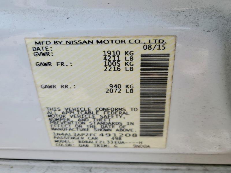 Продажа на аукционе авто 2015 Nissan Altima, vin: 1N4AL3AP2FC491208, номер лота: 53195206