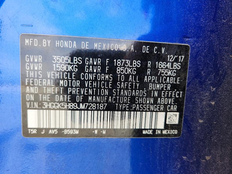 Aukcja sprzedaży 2018 Honda Fit, vin: 3HGGK5H89JM728187, numer aukcji: 54114446