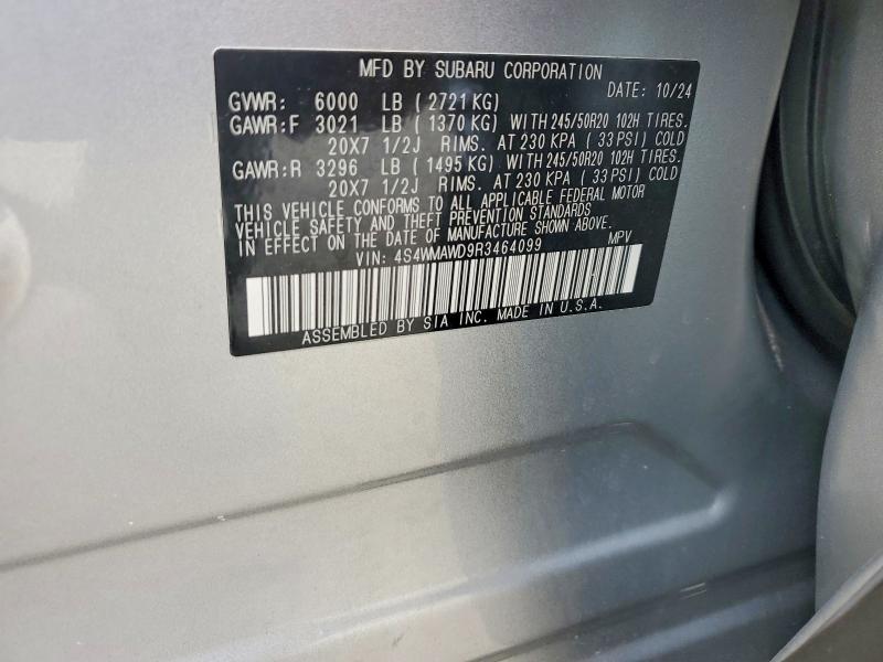 2024 Subaru Ascent მანქანა იყიდება აუქციონზე, vin: 4S4WMAWD9R3464099, აუქციონის ნომერი: 54473606