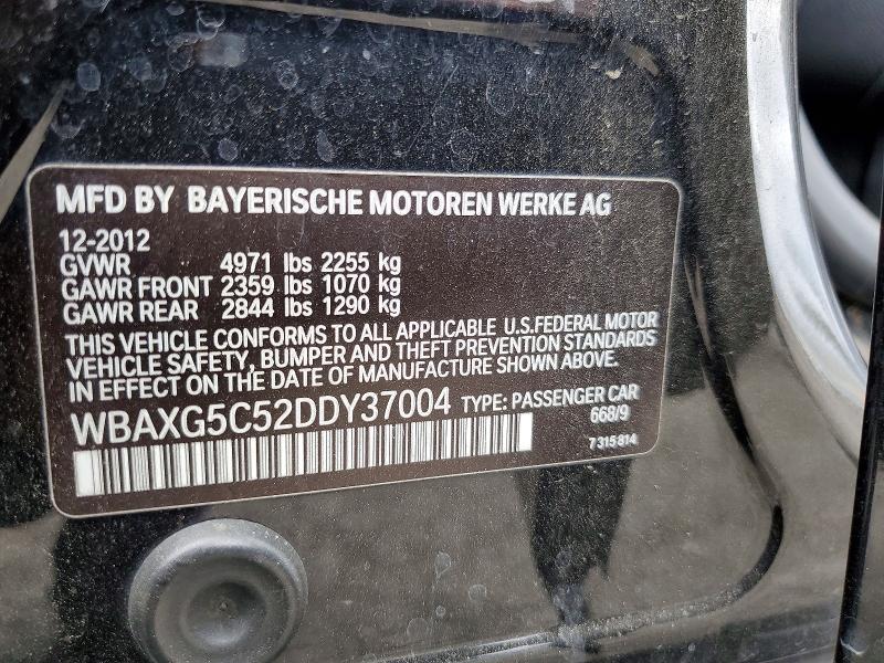 2013 Bmw 528 მანქანა იყიდება აუქციონზე, vin: WBAXG5C52DDY37004, აუქციონის ნომერი: 54203986