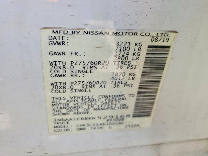 Aukcja sprzedaży 2019 Nissan Titan, vin: 1N6AA1E68KN529168, numer aukcji: 53359206