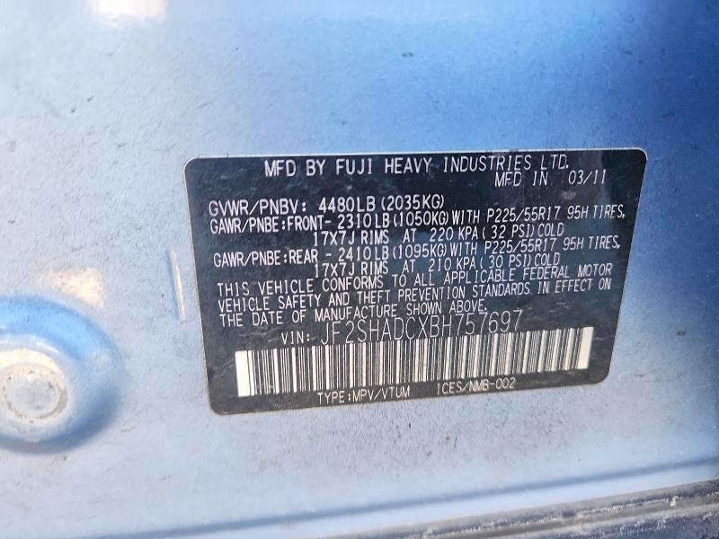 Aukcja sprzedaży 2011 Subaru Forester, vin: JF2SHADCXBH757697, numer aukcji: 52213086