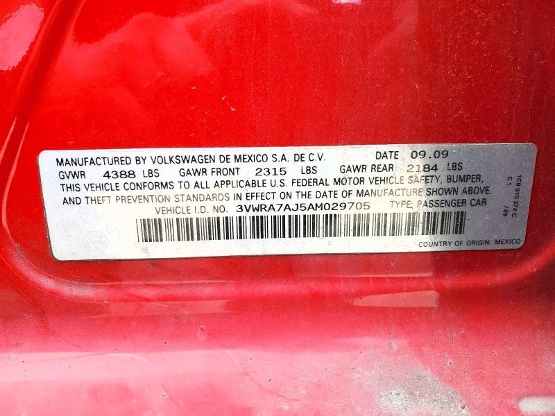 Продаж на аукціоні авто 2010 Volkswagen Jetta, vin: 3VWRA7AJ5AM029705, номер лоту: 51910676