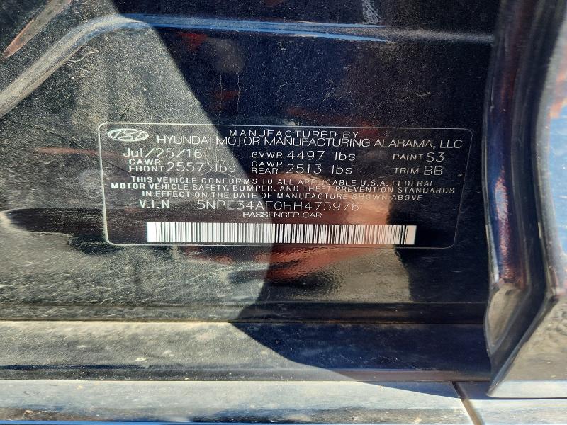 2017 Hyundai Sonata მანქანა იყიდება აუქციონზე, vin: 5NPE34AF0HH475976, აუქციონის ნომერი: 52676096