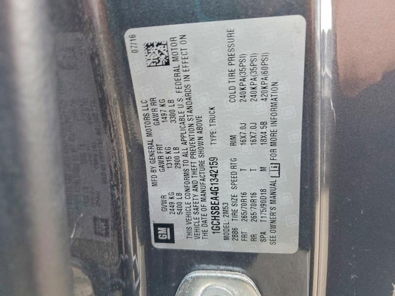 55388166 :رقم المزاد ، 1GCHSBEA4G1342159 vin ، 2016 Chevrolet Colorado مزاد بيع