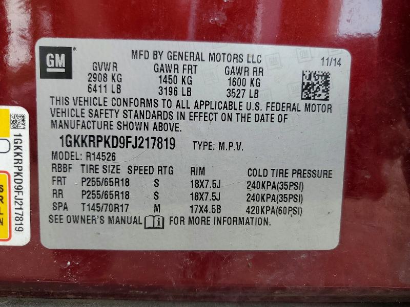 Продаж на аукціоні авто 2015 Gmc Acadia, vin: 1GKKRPKD9FJ217819, номер лоту: 55122436