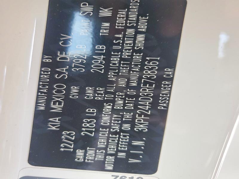 Продажа на аукционе авто 2024 Kia Forte, vin: 3KPF24AD3RE738361, номер лота: 55140076