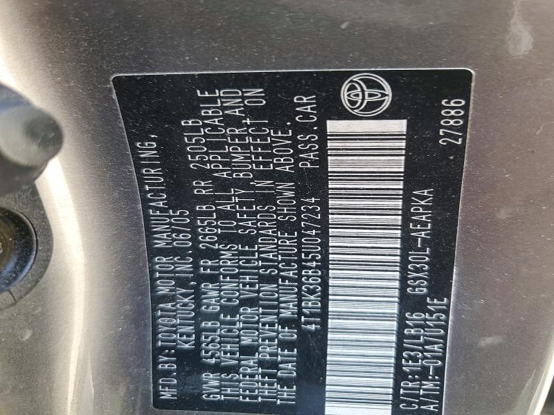 53615746 :رقم المزاد ، 4T1BK36B45U047234 vin ، 2005 Toyota Avalon مزاد بيع