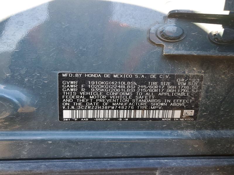 54050866 :رقم المزاد ، 3CZRZ2H38PM748276 vin ، 2023 Honda Hr-v مزاد بيع