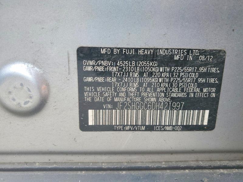 53566526 :رقم المزاد ، JF2SHGGC6DH421997 vin ، 2013 Subaru Forester مزاد بيع