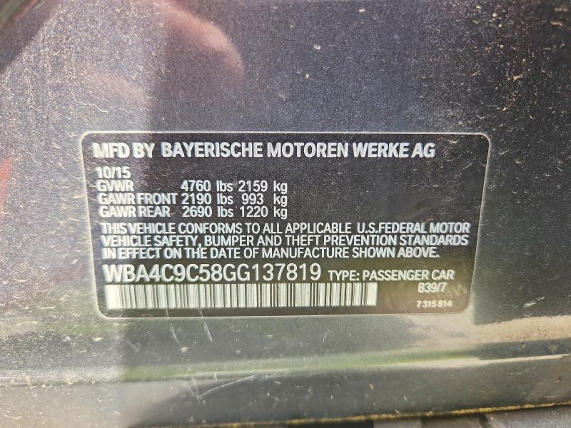 2016 Bmw 428 მანქანა იყიდება აუქციონზე, vin: WBA4C9C58GG137819, აუქციონის ნომერი: 53589136