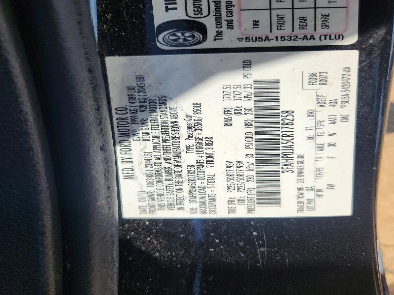 Продажа на аукционе авто 2012 Ford Fusion, vin: 3FAHP0JA5CR178258, номер лота: 54058226
