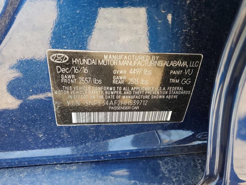2017 Hyundai Sonata მანქანა იყიდება აუქციონზე, vin: 5NPE34AF2HH539712, აუქციონის ნომერი: 53029106