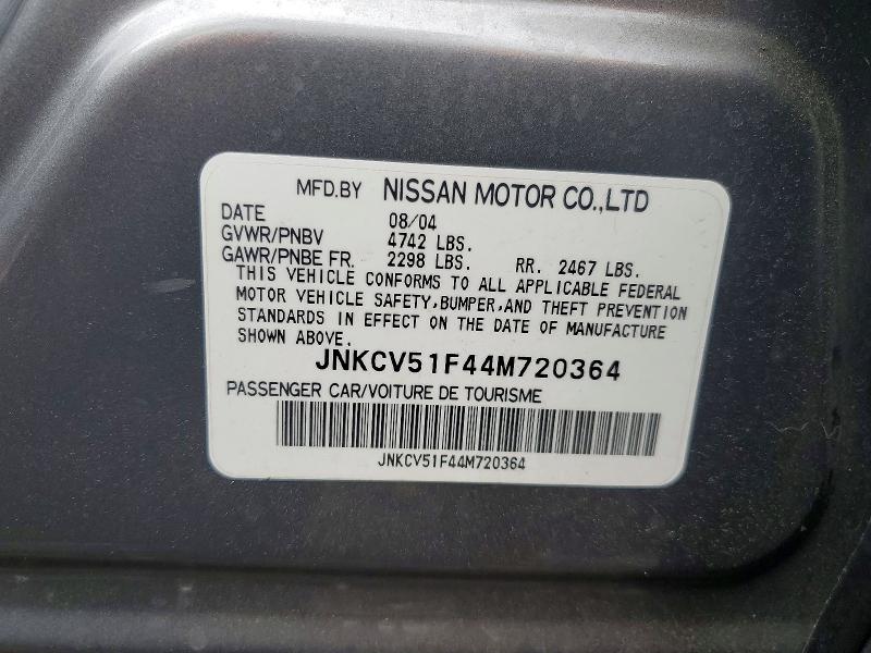 52049056 :رقم المزاد ، JNKCV51F44M720364 vin ، 2004 Infiniti G35 مزاد بيع