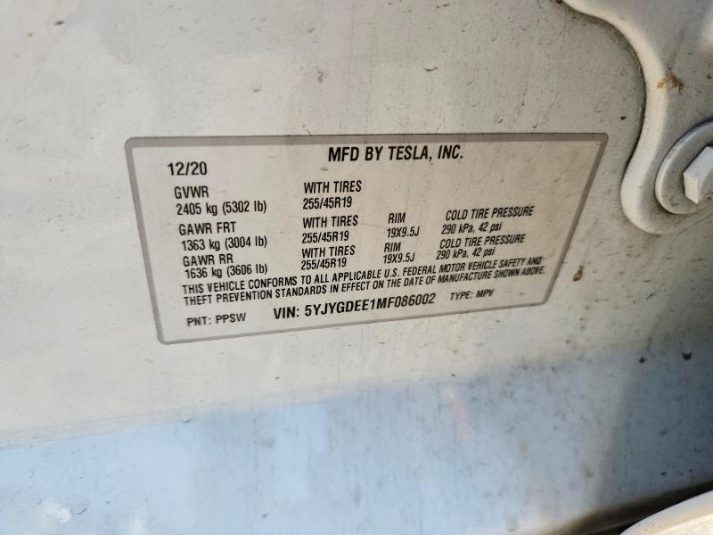 Продаж на аукціоні авто 2021 Tesla Model Y, vin: 5YJYGDEE1MF086002, номер лоту: 55102966