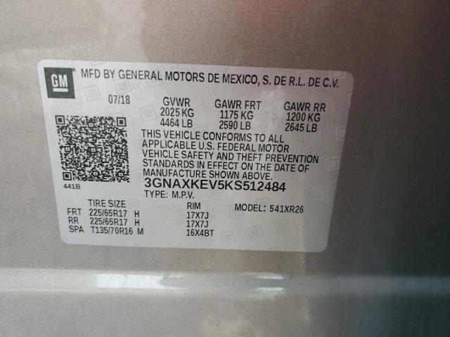 Aukcja sprzedaży 2019 Chevrolet Equinox, vin: 3GNAXKEV5KS512484, numer aukcji: 53169246