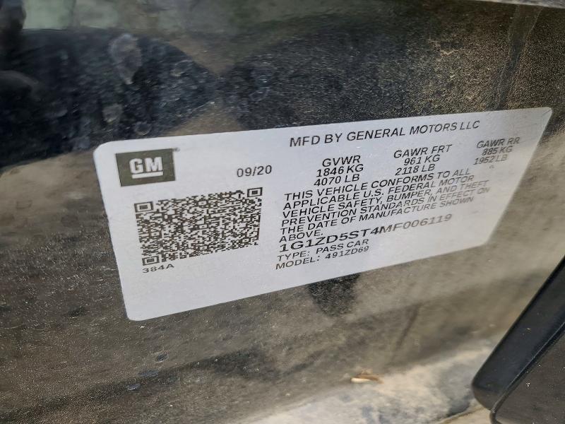 Продажа на аукционе авто 2021 Chevrolet Malibu, vin: 1G1ZD5ST4MF006119, номер лота: 53410806