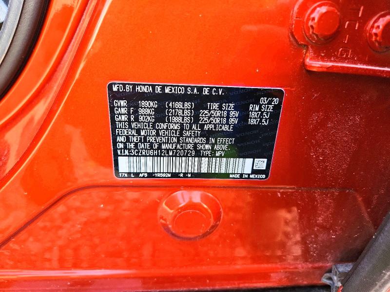 Продаж на аукціоні авто 2020 Honda Hr-v, vin: 3CZRU6H12LM720729, номер лоту: 54440926