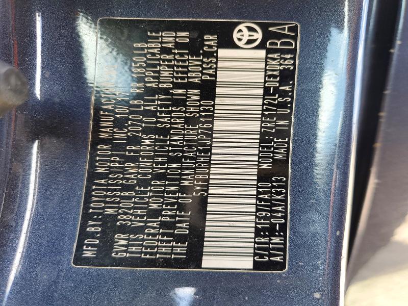 Aukcja sprzedaży 2018 Toyota Corolla, vin: 5YFBURHE1JP761130, numer aukcji: 55217256