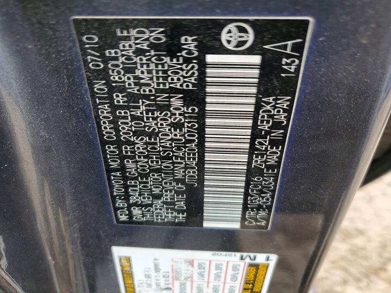 Aukcja sprzedaży 2010 Toyota Corolla, vin: JTDBU4EE0AJ073115, numer aukcji: 52914646