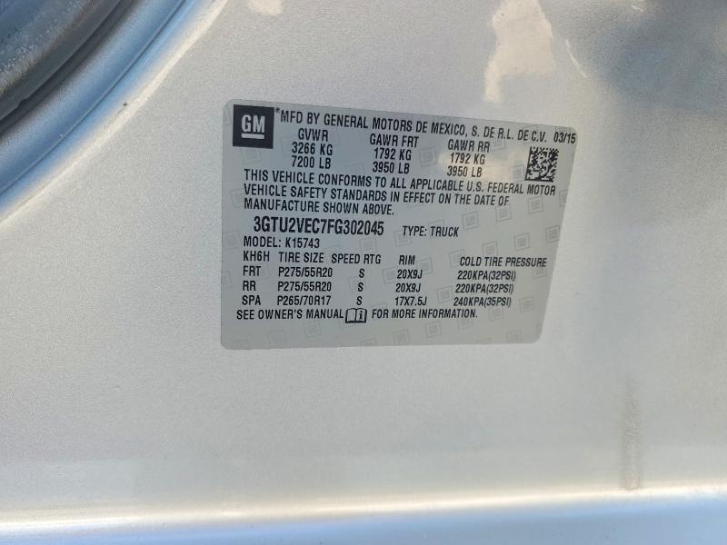 Aukcja sprzedaży 2015 Gmc Sierra, vin: 3GTU2VEC7FG302045, numer aukcji: 53890736