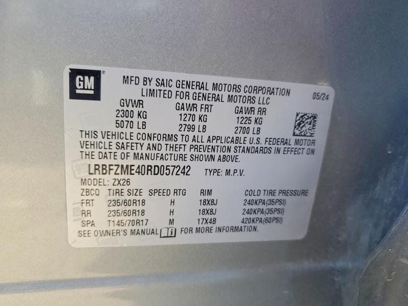 53832446 :رقم المزاد ، LRBFZME40RD057242 vin ، 2024 Buick Envision مزاد بيع
