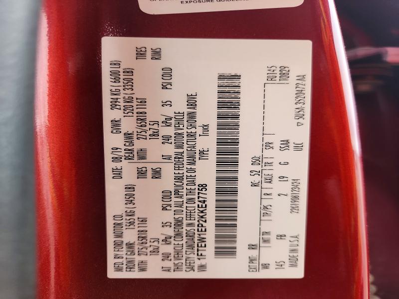 Aukcja sprzedaży 2019 Ford F150, vin: 1FTEW1EP2KKE47758, numer aukcji: 54543326