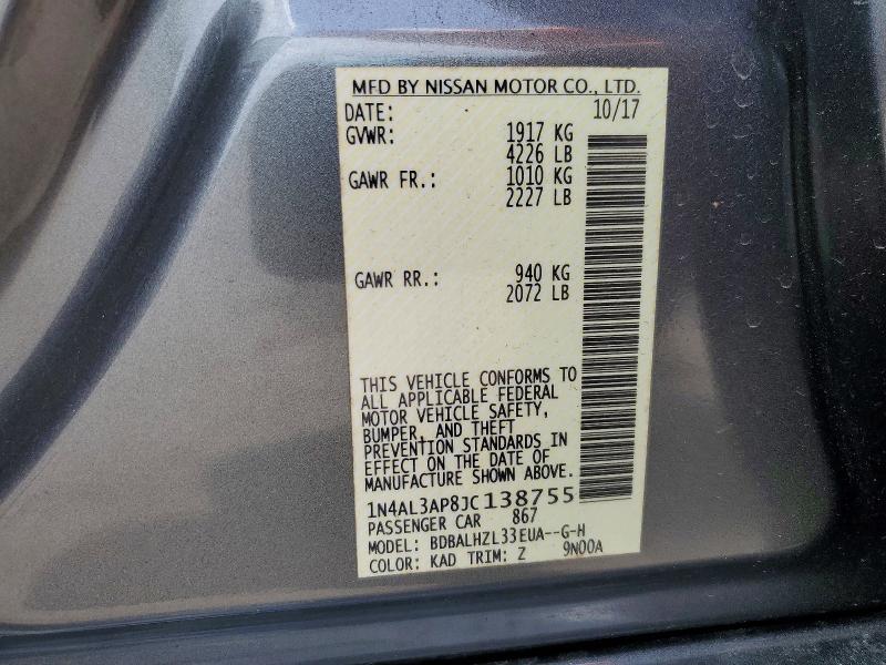 Aukcja sprzedaży 2018 Nissan Altima, vin: 1N4AL3AP8JC138755, numer aukcji: 54838296