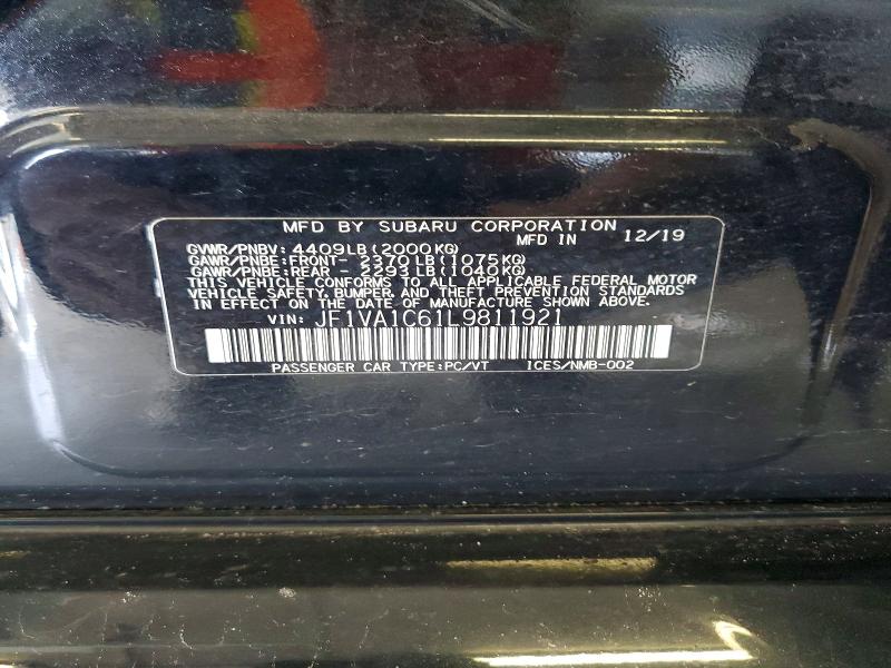 Aukcja sprzedaży 2020 Subaru Wrx, vin: JF1VA1C61L9811921, numer aukcji: 55280316