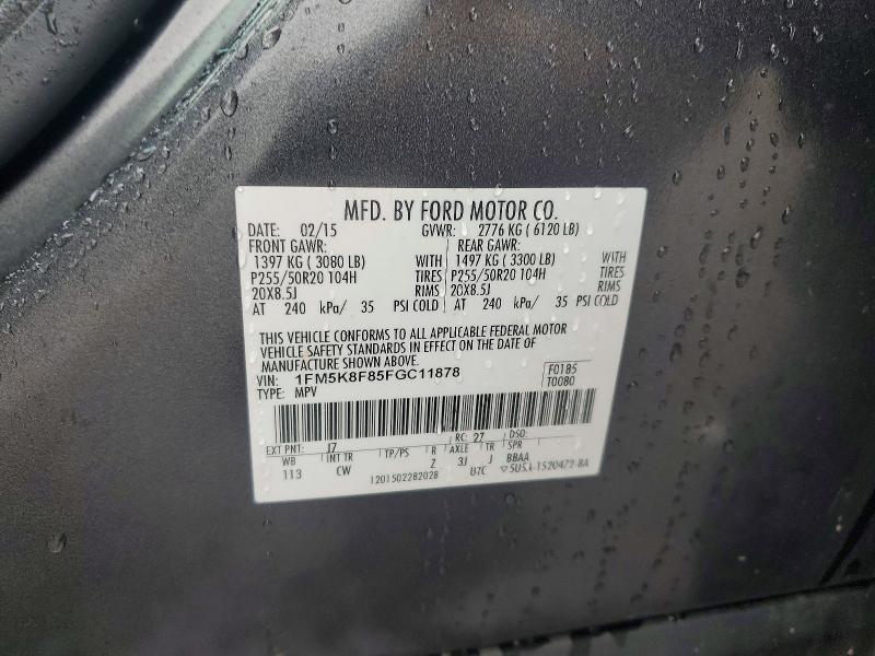 54619426 :رقم المزاد ، 1FM5K8F85FGC11878 vin ، 2015 Ford Explorer مزاد بيع