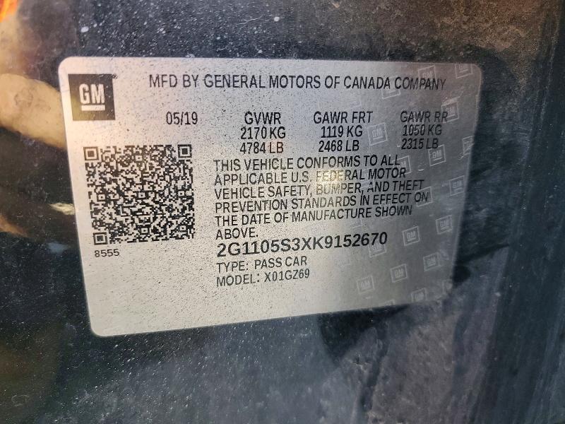 Продажа на аукционе авто 2019 Chevrolet Impala, vin: 2G1105S3XK9152670, номер лота: 53011166