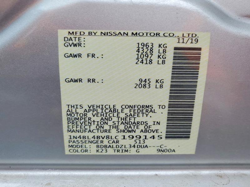 Продажа на аукционе авто 2020 Nissan Altima, vin: 1N4BL4BV8LC199145, номер лота: 52515916