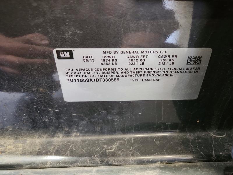 2013 Chevrolet Malibu მანქანა იყიდება აუქციონზე, vin: 1G11B5SA7DF330585, აუქციონის ნომერი: 52062746