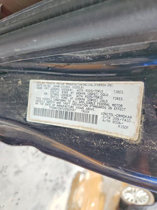 53738486 :رقم المزاد ، 5TEWN72N72Z065587 vin ، 2002 Toyota Tacoma مزاد بيع
