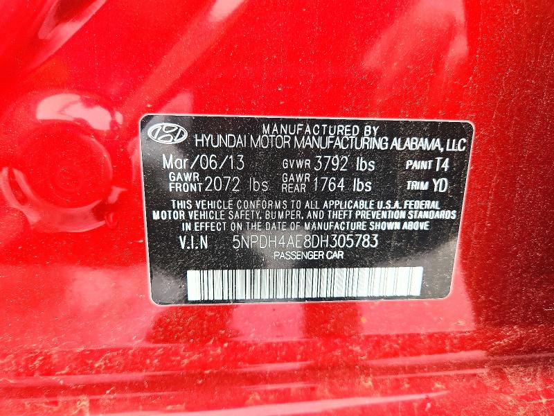 Продаж на аукціоні авто 2013 Hyundai Elantra, vin: 5NPDH4AE8DH305783, номер лоту: 54815606
