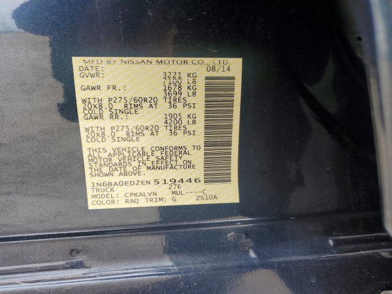 Продаж на аукціоні авто 2014 Nissan Titan, vin: 1N6BA0ED2EN519446, номер лоту: 52946086