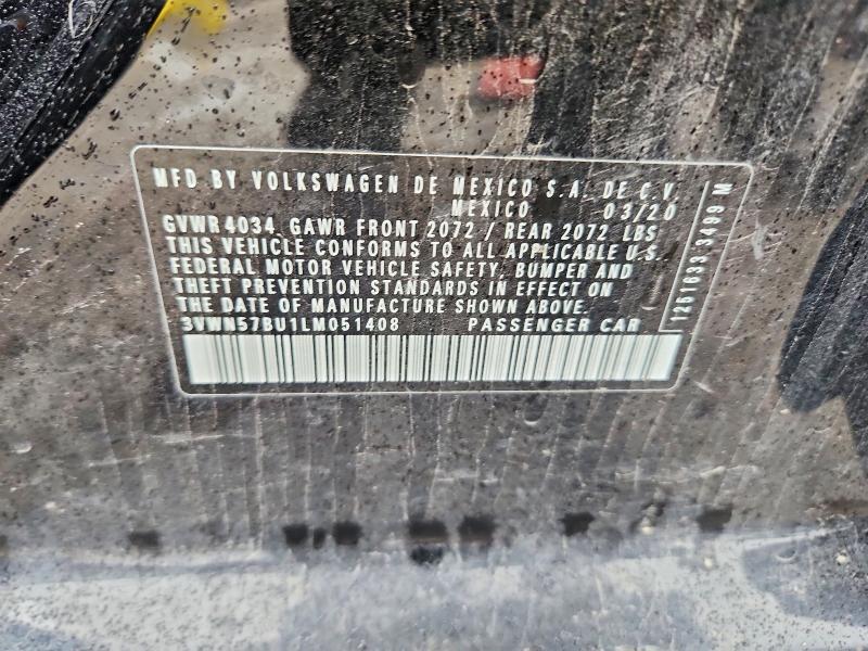 Aukcja sprzedaży 2020 Volkswagen Jetta, vin: 3VWN57BU1LM051408, numer aukcji: 54241666