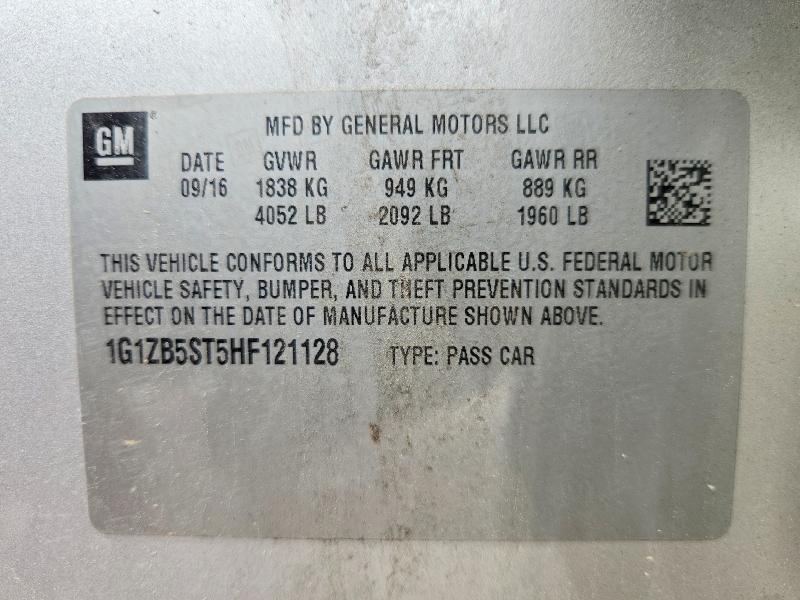 54945396 :رقم المزاد ، 1G1ZB5ST5HF121128 vin ، 2017 Chevrolet Malibu مزاد بيع