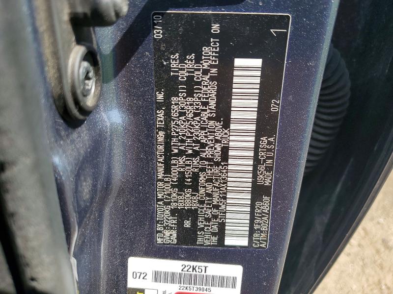 Aukcja sprzedaży 2010 Toyota Tundra, vin: 5TFUW5F11AX136451, numer aukcji: 55510446