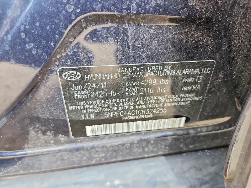54655876 :رقم المزاد ، 5NPEC4AC1CH324255 vin ، 2012 Hyundai Sonata مزاد بيع
