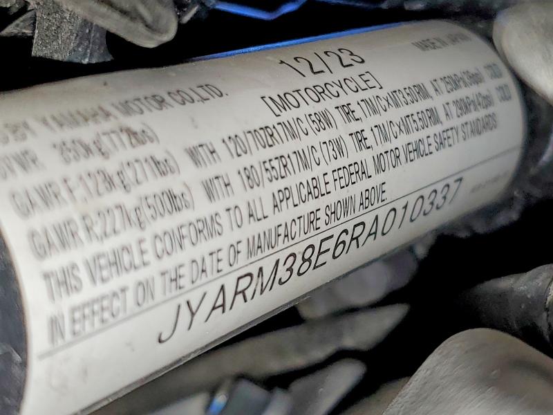 Aukcja sprzedaży 2024 Yamaha Yzfr7, vin: JYARM38E6RA010337, numer aukcji: 52883276