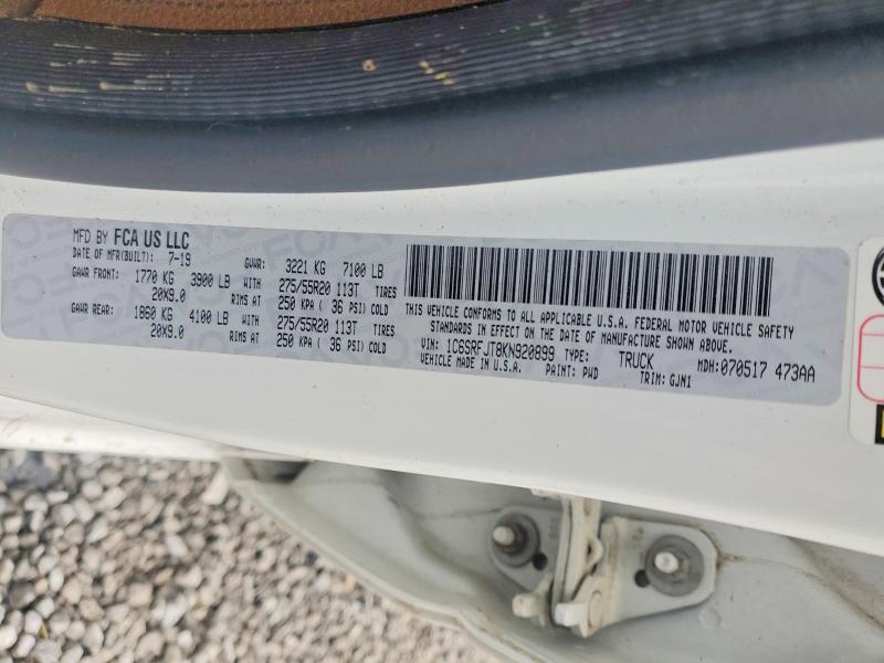 2019 Ram 1500 მანქანა იყიდება აუქციონზე, vin: 1C6SRFJT8KN920899, აუქციონის ნომერი: 54135416