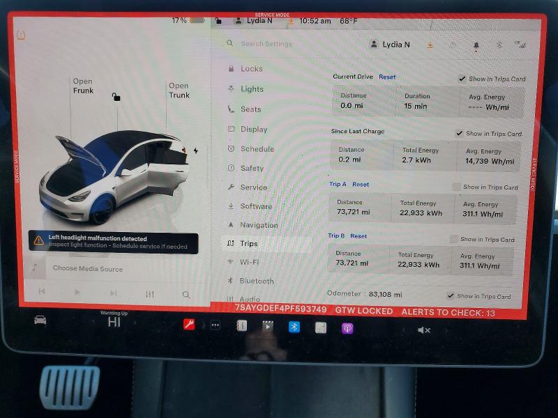 Продаж на аукціоні авто 2023 Tesla Model Y, vin: 7SAYGDEF4PF593749, номер лоту: 52877896