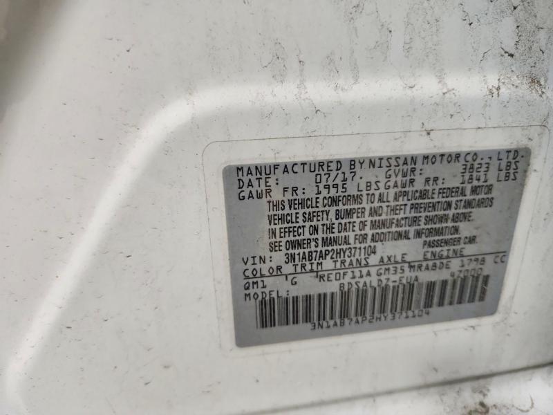 2017 Nissan Sentra მანქანა იყიდება აუქციონზე, vin: 3N1AB7AP2HY371104, აუქციონის ნომერი: 53351956