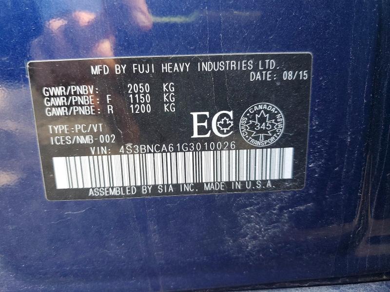Продажа на аукционе авто 2016 Subaru Legacy, vin: 4S3BNCA61G3010026, номер лота: 53934396
