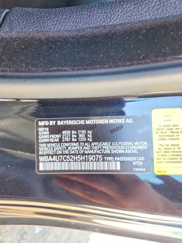 53078376 :رقم المزاد ، WBA4U7C52H5H19075 vin ، 2017 Bmw 430i مزاد بيع